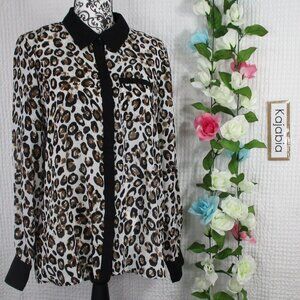 CATO Animal Print Button Down Shirt Size Large